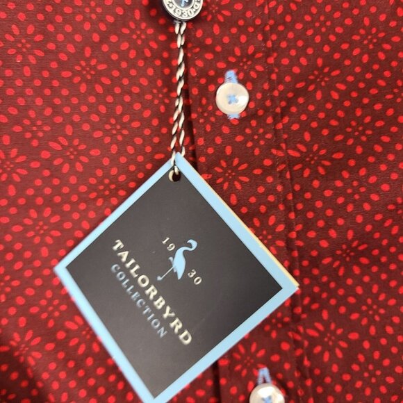 Taylorbyrd 1930 Shirt Mens Med Red Textured Long Sleeve Cotton Button up - Picture 5 of 8